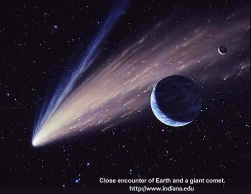 Close encounter of the earth and a giant comet